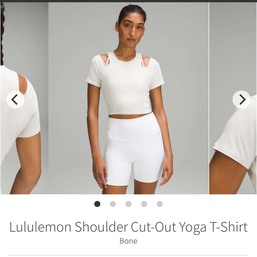 NWT Lululemon crop shoulder cut out yoga T-shirt, size 4